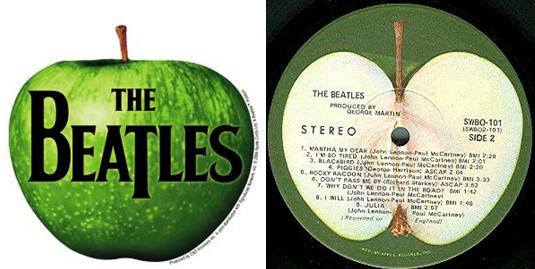 Marcas de manzana conocidas: grupo de rock Beatles y dispositivos Apple.