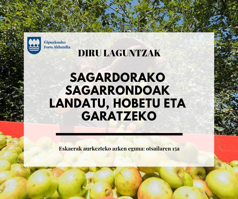 Convocatoria de ayudas a la plantación, mejora y desarrollo del cultivo del manzano de sidra en Gipuzkoa